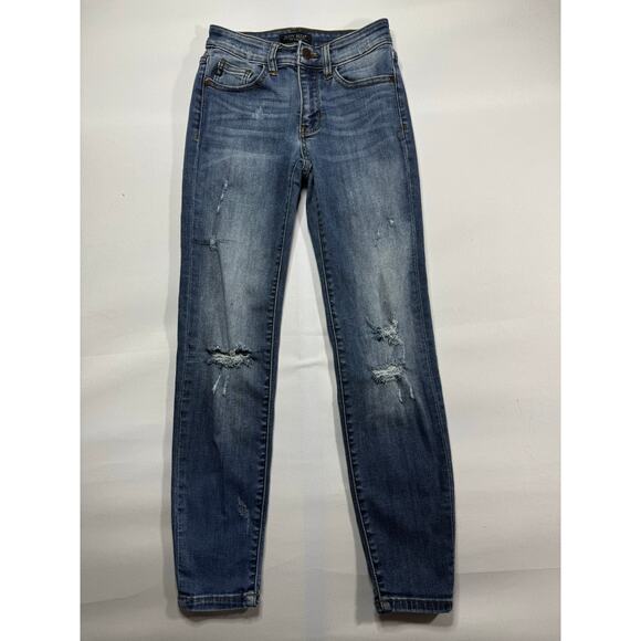 Judy Blue Women's Distressed Relaxed Fit Stretch Denim Jeans - Size 1 (25x26) - Picture 1 of 6